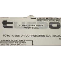 Toyota Tailgate Turbo Decal Light Silver Sticker for LandCruiser 80 Series