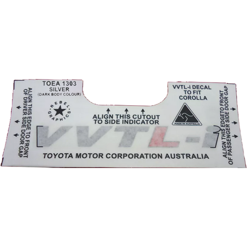 Toyota VVTLI Guard Decal Sticker Silver for Corolla Sportivo 08/2002-03/2007