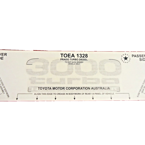 Toyota 3000 Turbo Intercooler Light Decal for Landcruiser Prado 120 Series 09/2002-08/2009