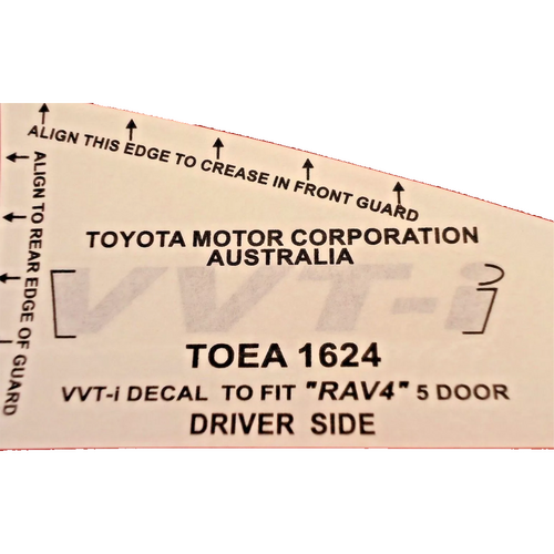 Toyota Drivers Guard VVT-I Sticker for RAV4 08/2008-2012