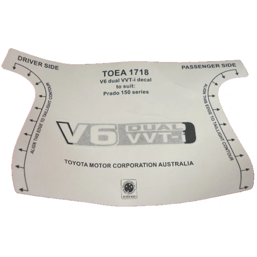 Toyota V6 Dual VVTI Quarter Panel Decal for Landcruiser Prado 150 08/2009-2017