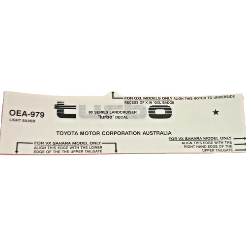 Toyota Tailgate Turbo Decal Light Silver Sticker for LandCruiser 80 Series